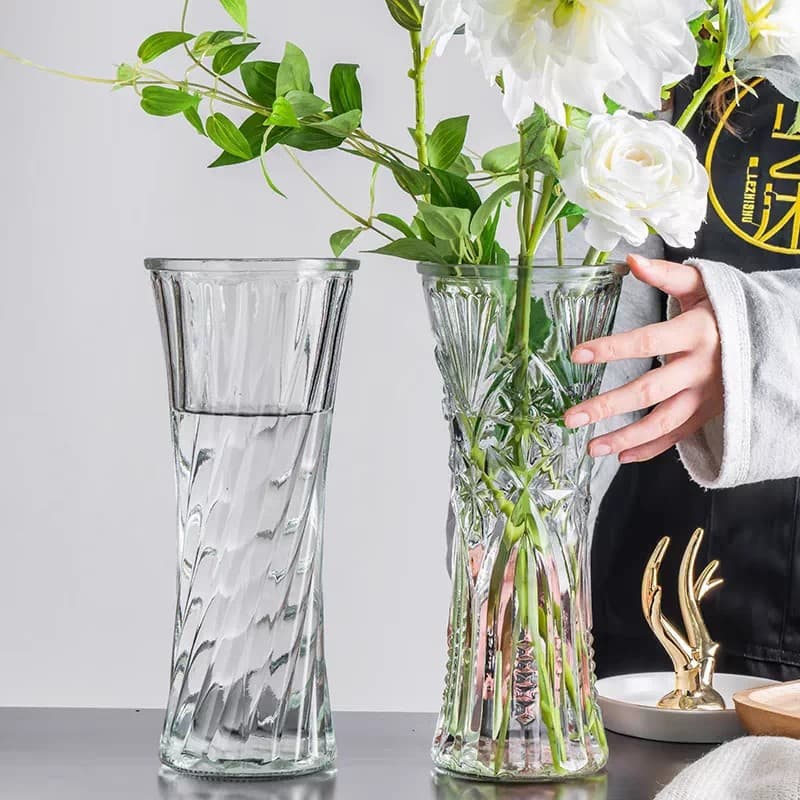 Extra large glass vase transparent water-raised rich bamboo living room household dry vase decorative ornaments