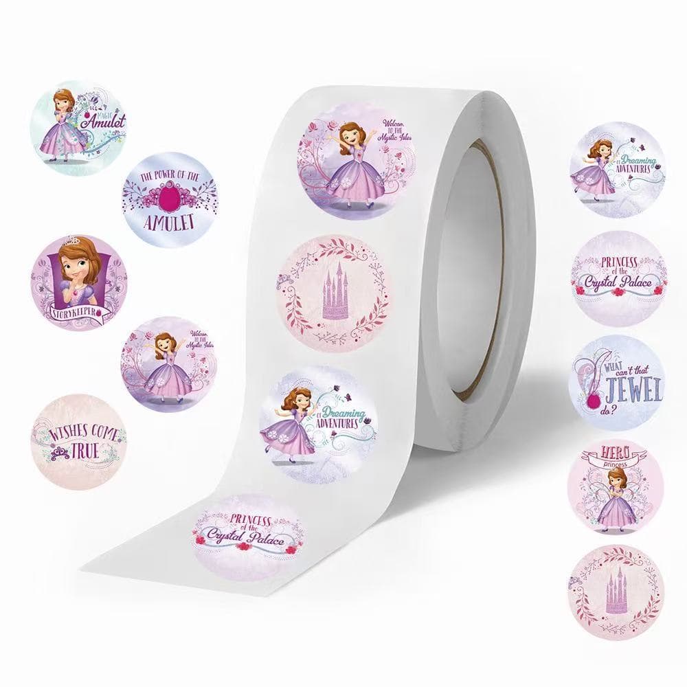 500 sheets/roll Sophia roll stickers children's cute cartoon handbook material Guka gift envelope stickers