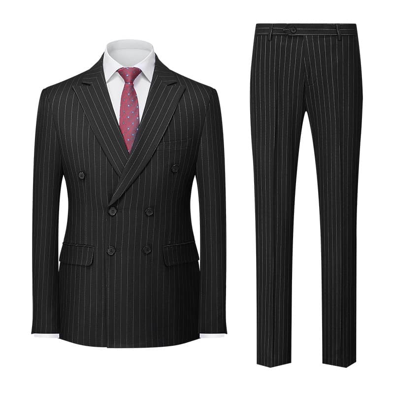 2025 Situ New Men's Striped Two-Piece Suit for Amazon Export, Double Vent Blazer Set