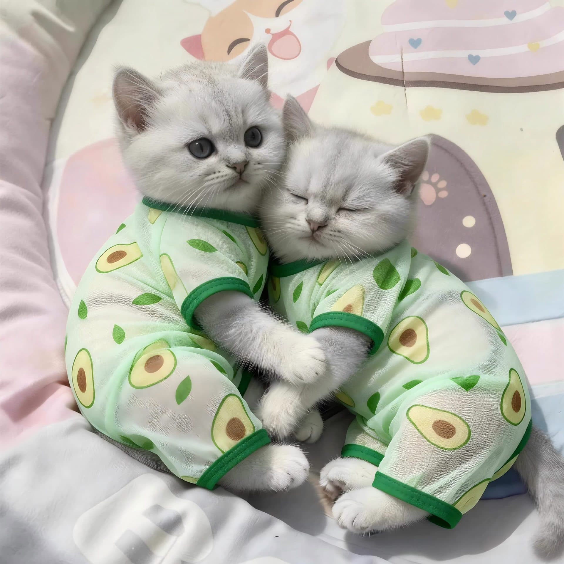 Cat Summer Four-Legged Clothing, Sun Protection, Breathable, Anti-Shedding, Skin-Friendly, Cute Summer Cat Clothes for Kittens and Young Cats