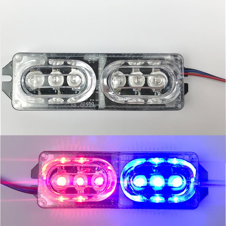 Universal modification for cars and motorcycles: 12V strobe warning LED light with six lenses, decorative left and right dual flashing lights.