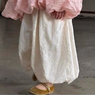 Korean-style girls' pants, 2025 spring/summer new embroidered lace lantern pants, vintage tapered pants, long pants, stylish