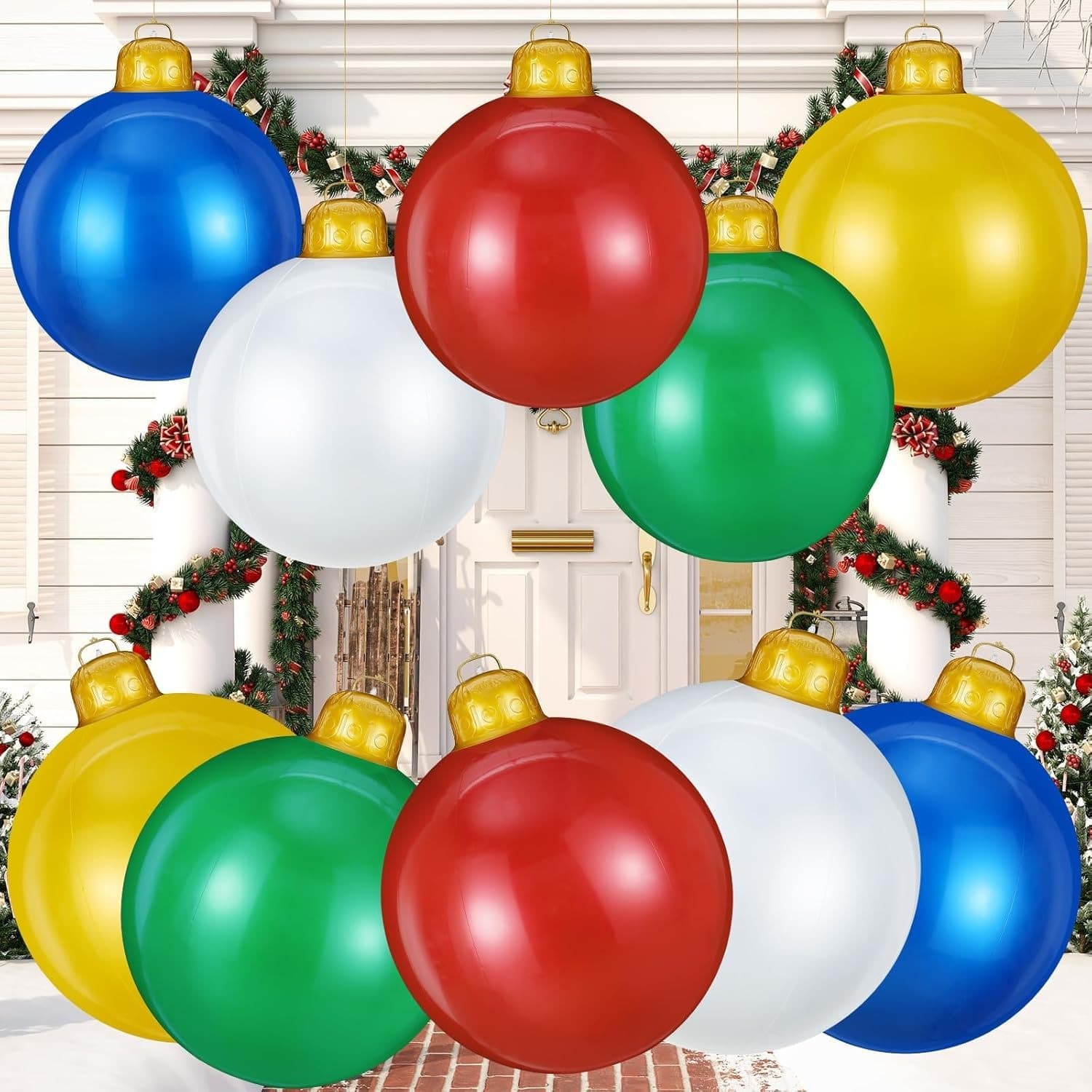Cross-border spot PVC bell inflatable luminous Christmas ball outdoor Christmas garden party decoration hanging ball pendant
