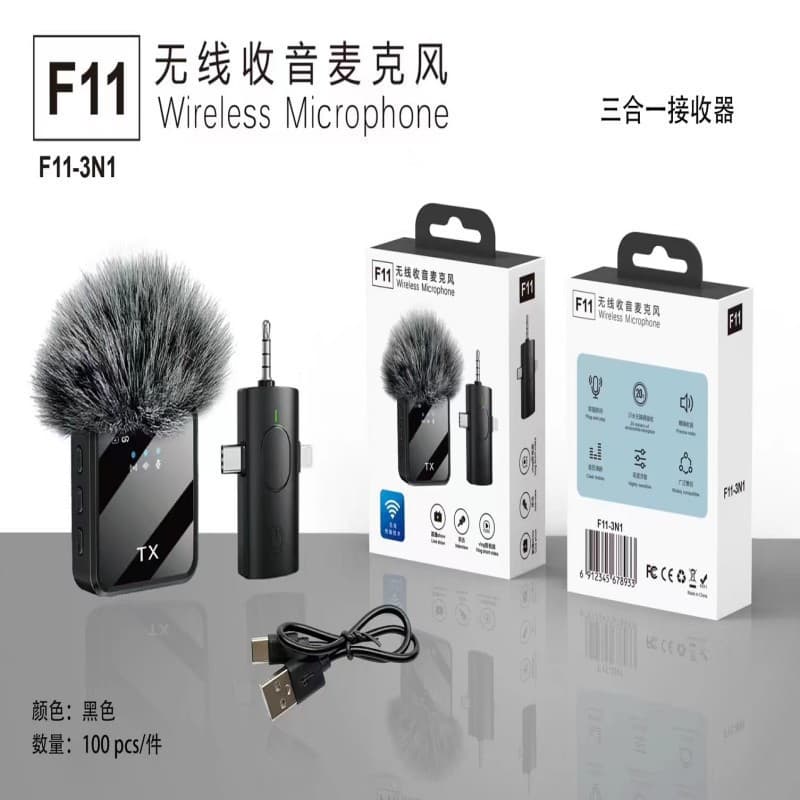 Wireless lavalier microphone, 3-in-1 for mobile phones, live streaming, noise reduction, 1-to-2 sound card