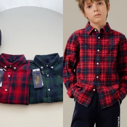 Foreign trade autumn/winter boys' classic washed and brushed shirt. See more on WeChat Moments.