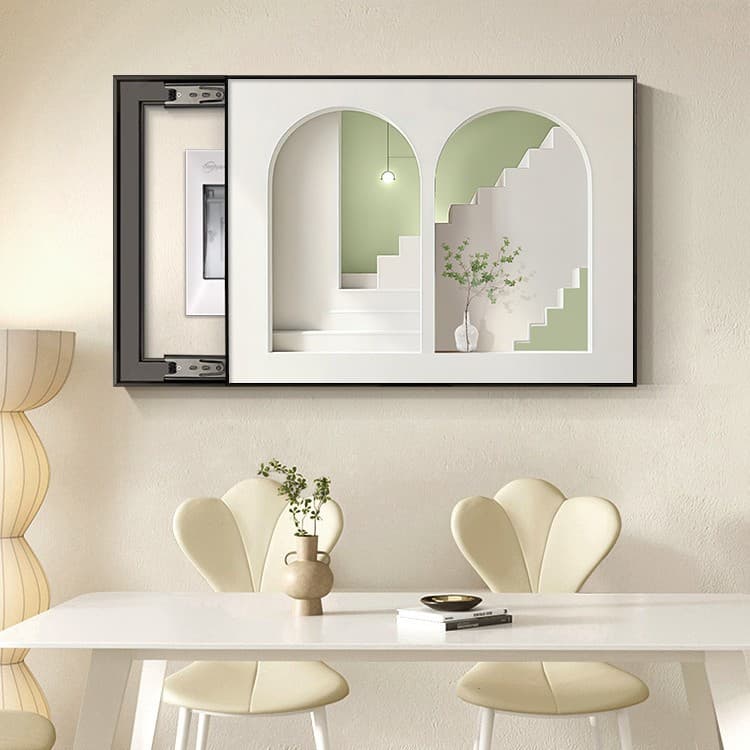 Modern Minimalist Electrical Panel Decorative Painting 2025 New Abstract Geometric Spatial Sense Restaurant Distribution Box Cover Wall Art