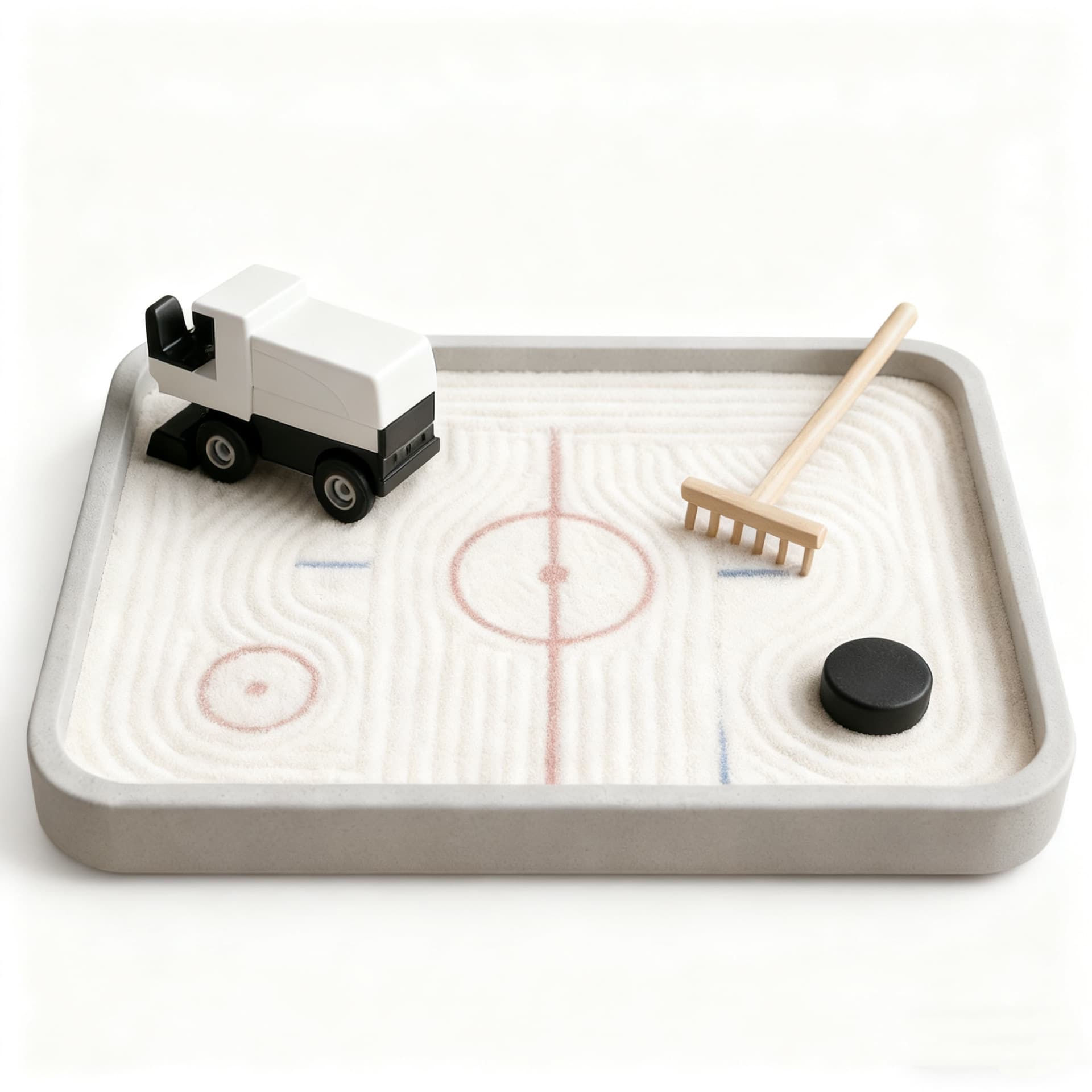 Mini Zen Garden – Hockey Sandbox Decor – Sand Therapy Kit – Mini Zen Garden Gift Set with Natural Sand, Rake, Rocks, and Accessories