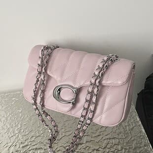 Small fragrance style diamond quilted chain small square bag for women, fashionable versatile crossbody bag, black PU leather simple luxury style