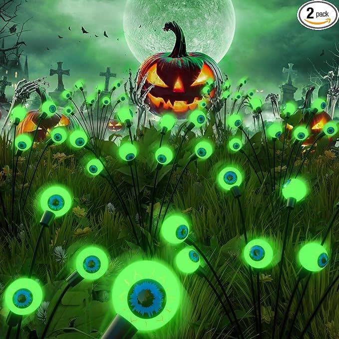 Amazon Hot Selling Halloween Light String Solar Eyeball Ground Insert Light Lawn Light Garden Decoration Wind Light