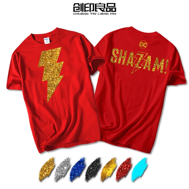 Guangzhou Yiye Clothing Factory Thunder Shazam Billy Batson DC Hero Short Sleeve T-Shirt Cotton Clothing