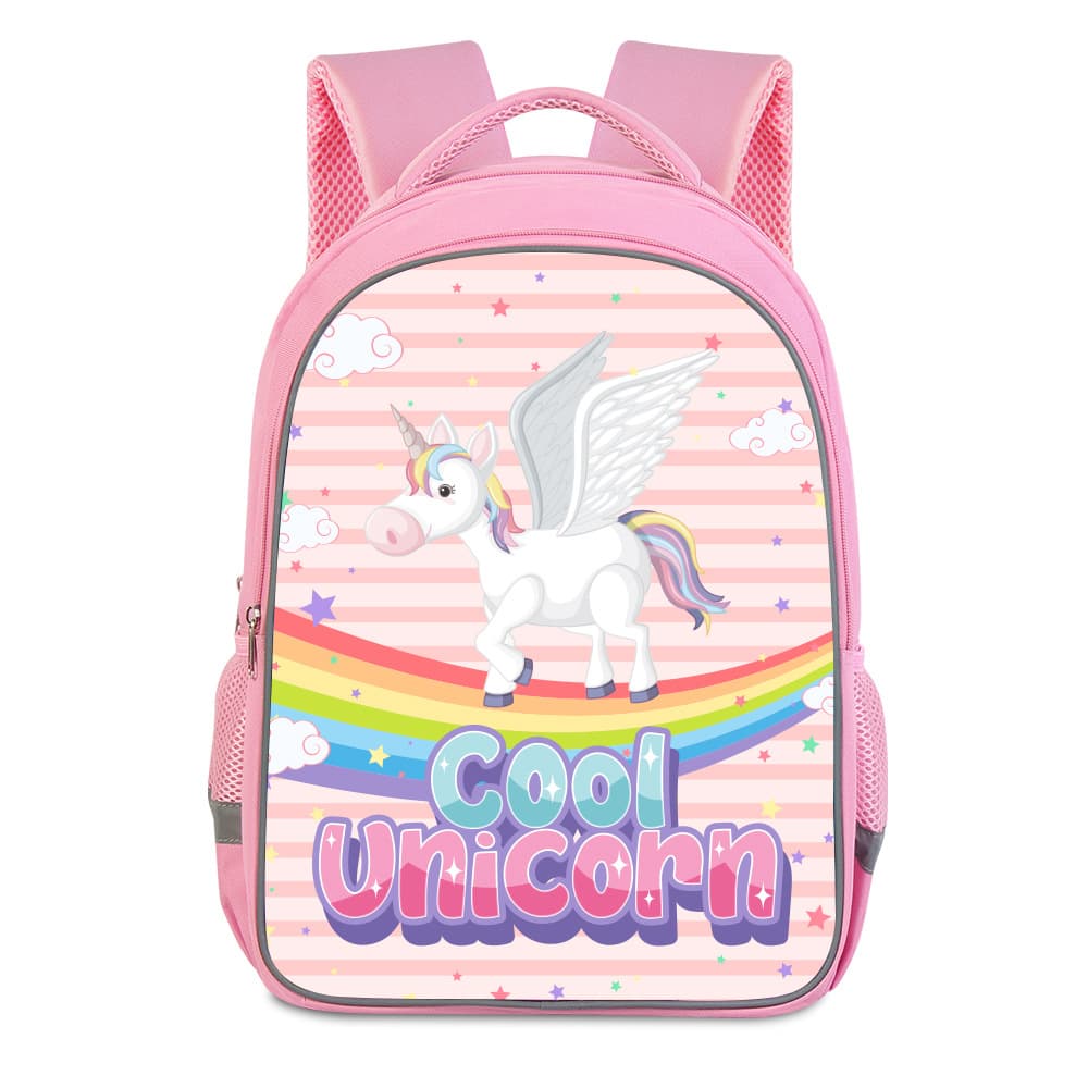 2025 Amazon Hot Sale Unicorn Pink Girls School Bag Double Layer 17 Inch Large Capacity Backpack