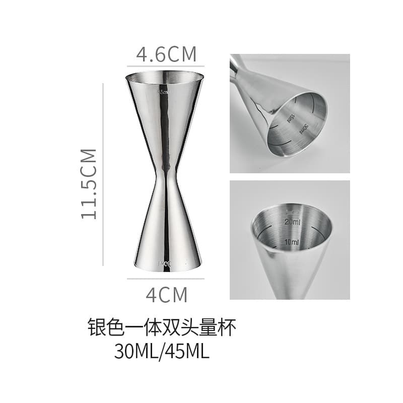 Double-ended Gold Rim Jigger Stainless Steel 304 Measuring Cup with Scale Ounce Cup Bar Cocktail Tool Set