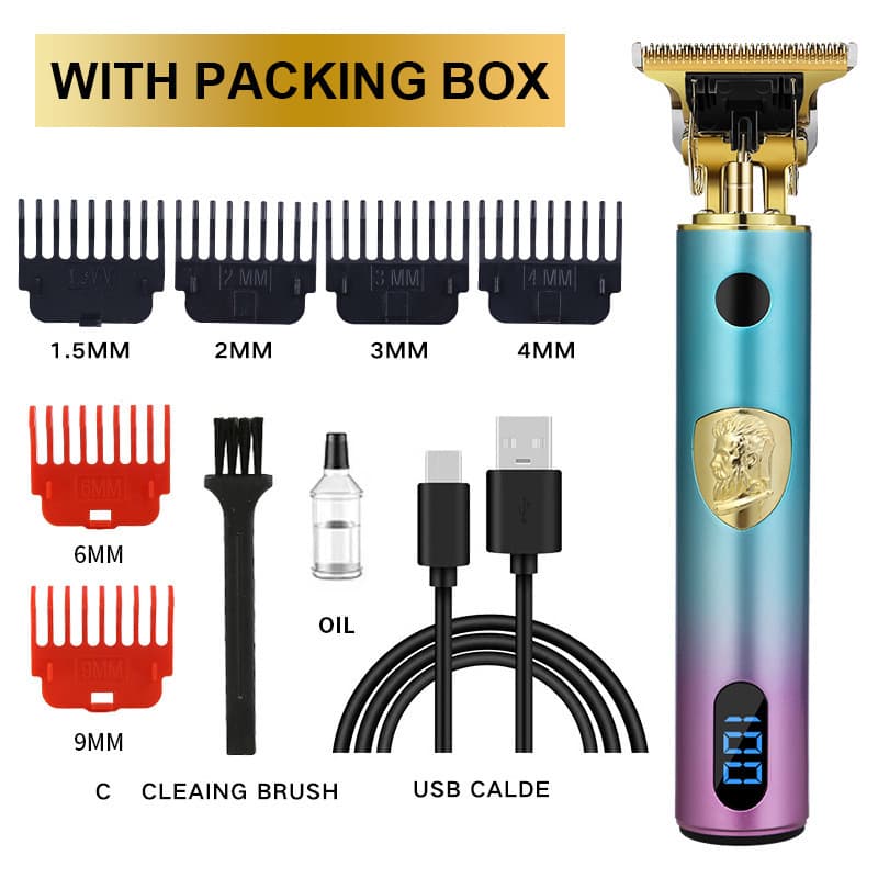 Cross-border Hair Clipper Electric Hair Trimmer Hair Cutting Machine Barber Clipper T-Blade Engraving Trimmer Universal Hair Scissors
