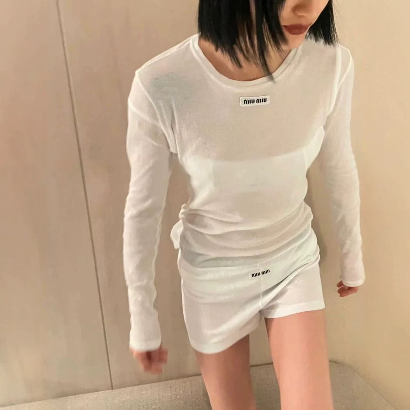 mm's 26s New Fashion Embroidered Logo Letter Tencel Cotton Base Simple Casual Versatile Sun Protection Long Sleeve T-Shirt