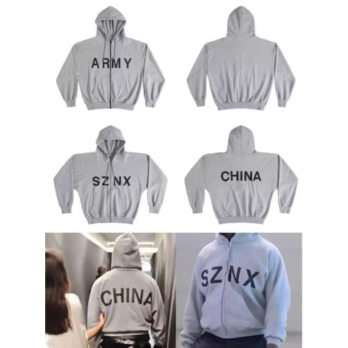 Kanye West Shanghai Concert Exclusive SZNX Zip Hoodie Couple ARMY Sweatshirt