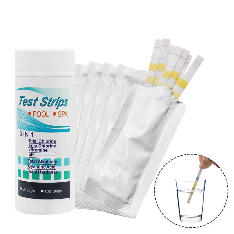 6-in-1 Swimming Pool Water Quality Test Paper Total Chlorine pH Residual Chlorine Total Alkalinity Total Hardness Cyanuric Acid Test Paper