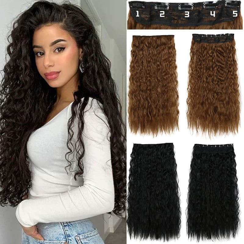 Wigs, wool curly long hair extensions, 5 card chemical fiber wavy wigs, 22inches wigs wholesale