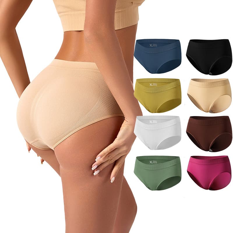 European and American Style Women's Seamless Low-Rise Panties, Cotton Crotch, Plus Size, Sexy Solid Color Thin Triangle Briefs