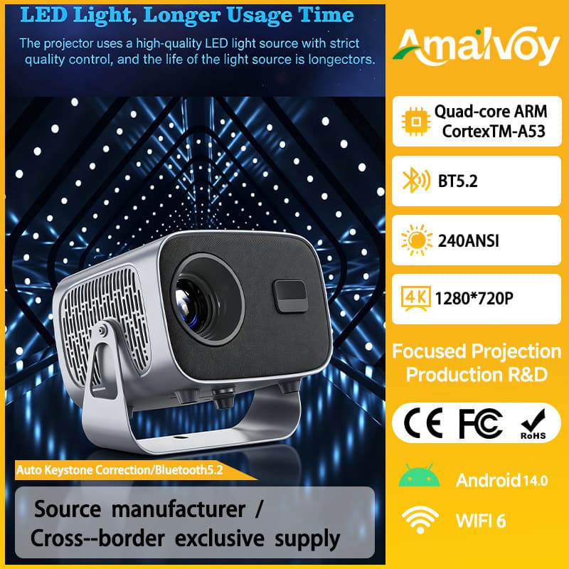 Export Special A10 Smart Ultra HD Auto Focus Projector Home Gimbal Projector