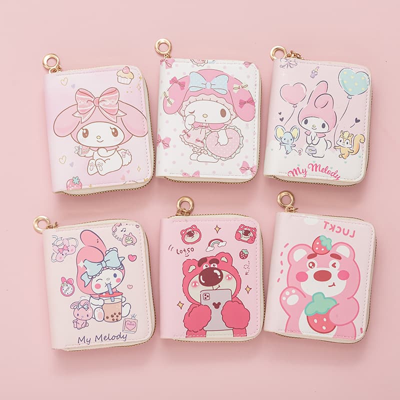 New Fashion Cute Small Fresh Printed Coin Purse Cartoon Animation Children Female Students Short Zipper Cross-Border
