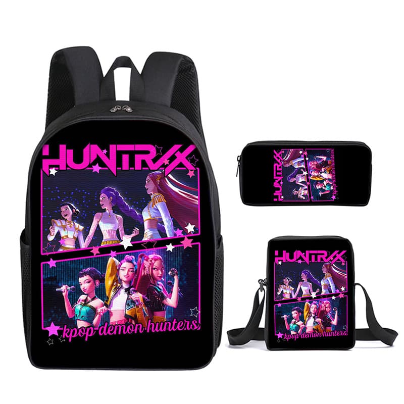 K-Pop Demon Hunters Student Kids DIY Backpack Crossbody Bag Pencil Case 3-Piece Set
