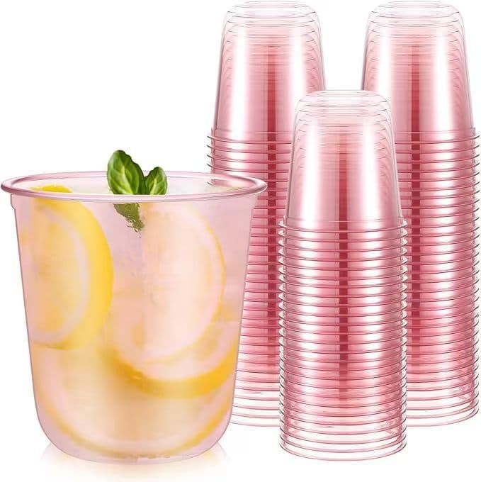 Thickened In Stock Various Colors Black/Pink/Gold/Orange/Bright Red/Blue U-Shaped Coffee Cups 90 Pink Lids
