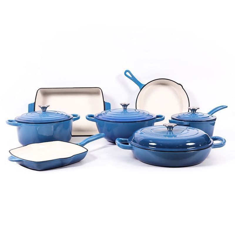 Export Cast Iron Enamel Cookware Set pcs Home Braising Pan Soup Pot Seafood Plate 3-Piece Set