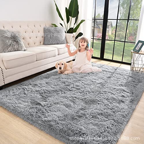 Carpet is stain-resistant and easy to care for, simple solid color thickened silk wool living room coffee table non-slip carpet home bedroom bedside blanket