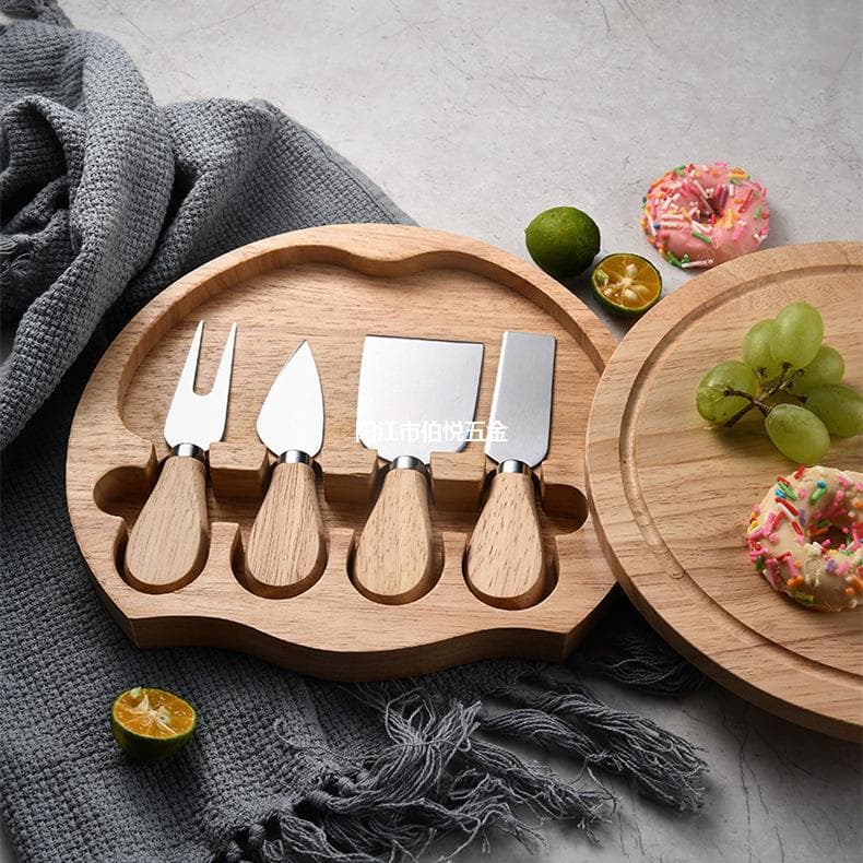 Cross-border Stainless Steel Cheese Knife Set Kitchen Baking Knife Household Butter Cheese Knife Wooden Box Pizza Knife Fork Spatula
