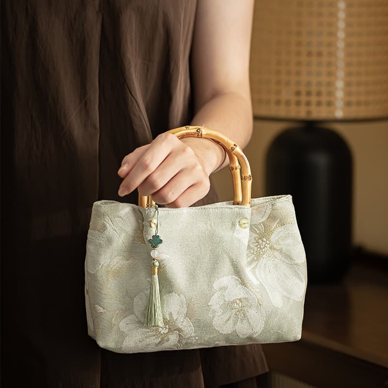 Chinese-style artistic embroidered bamboo-joint handbag with qipao mini handbag 2025 new slim women's bag wrist bag