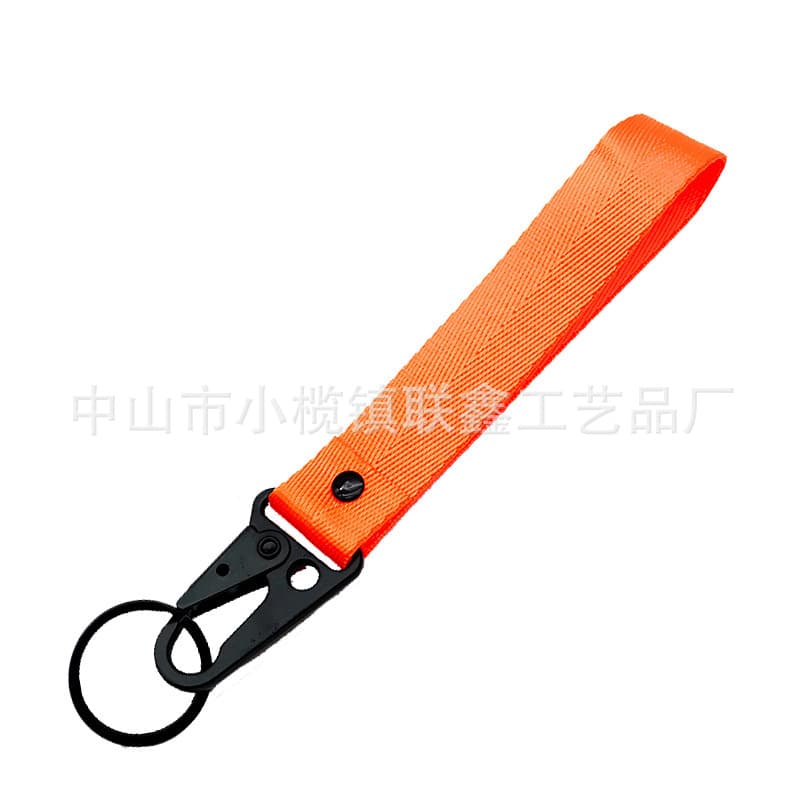 Cross-border Eagle Beak Keychain High-Density Polyester Jacquard Woven Label Metal Eagle Beak Keychain Short Strap Webbing Custom