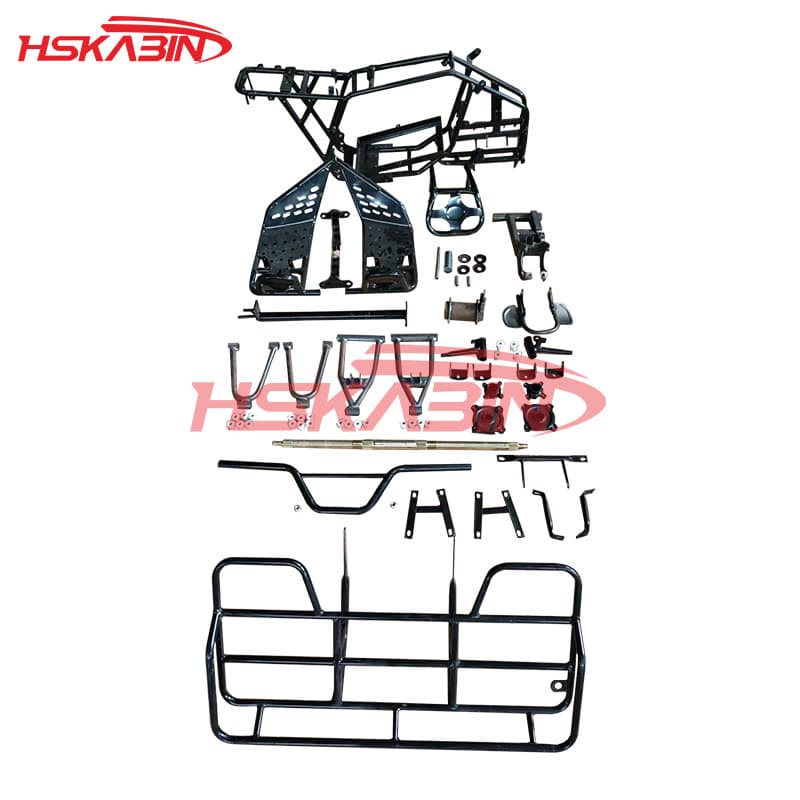 ATV Full Set with Upper and Lower Swingarms, Rear Flat Fork Protection Frame, Pedal, Rear Axle Rack, and Frame