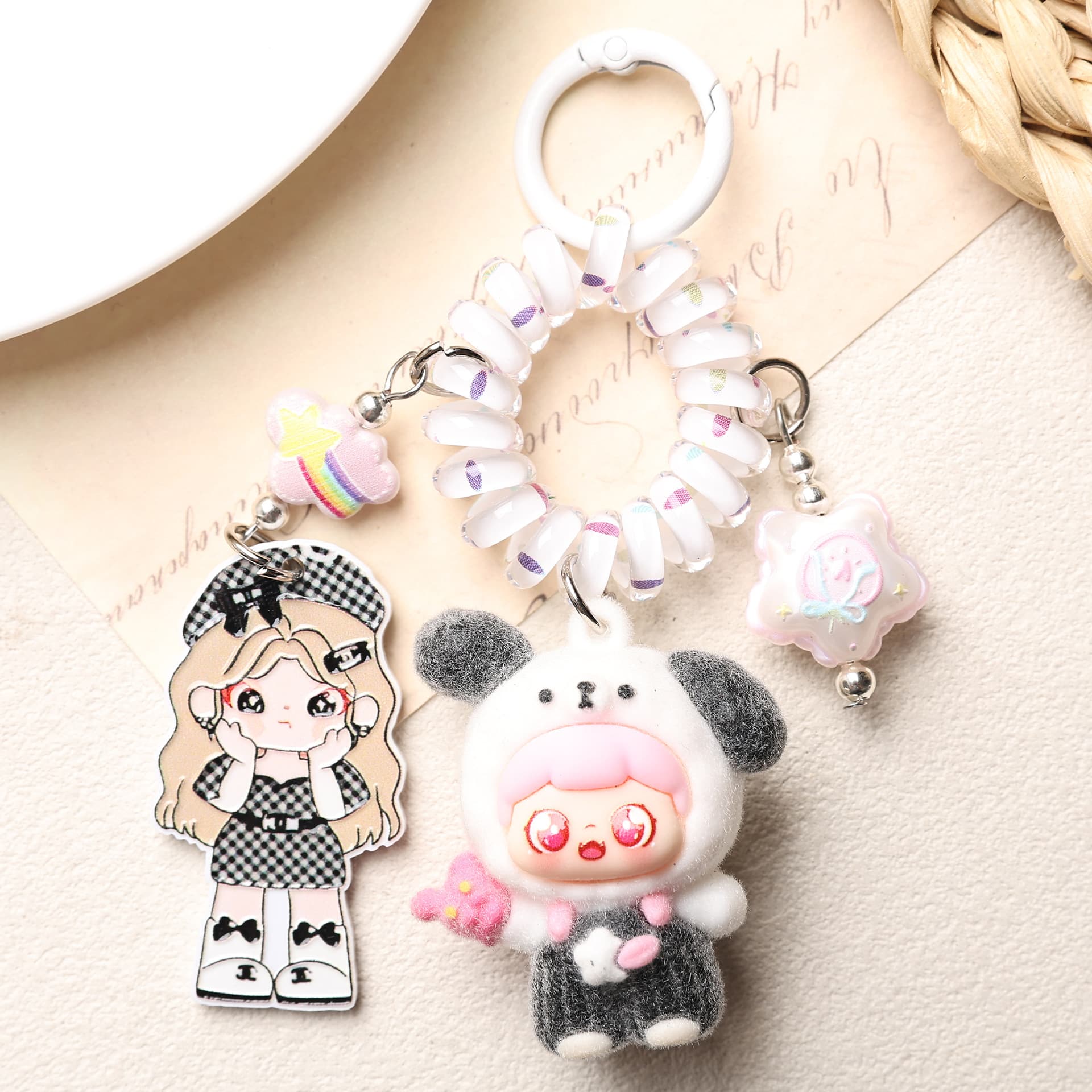 Telephone line naughty sweet baby small bag slipper popular miu style ultra-traditional bag hanging pink hair band bag school bag pendant