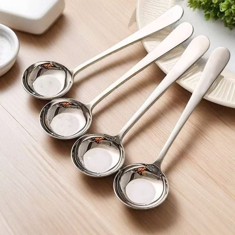 Stainless steel viral flat-bottom round head spoon Korean-style round head spoon restaurant household soup spoon palace spoon rice noodle spoon.