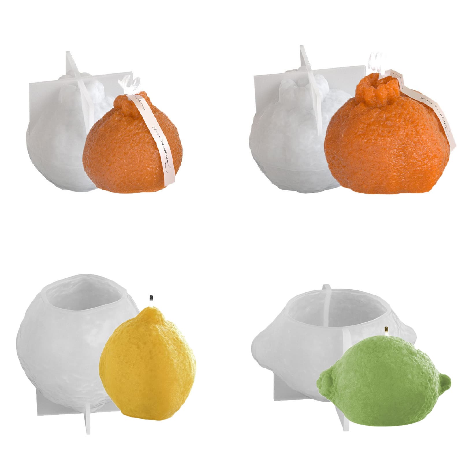 Fruit Lemon Lime Aromatherapy Candle Silicone Mold, Epoxy Resin DIY Orange Pomelo Tangerine Cake Mold Decoration