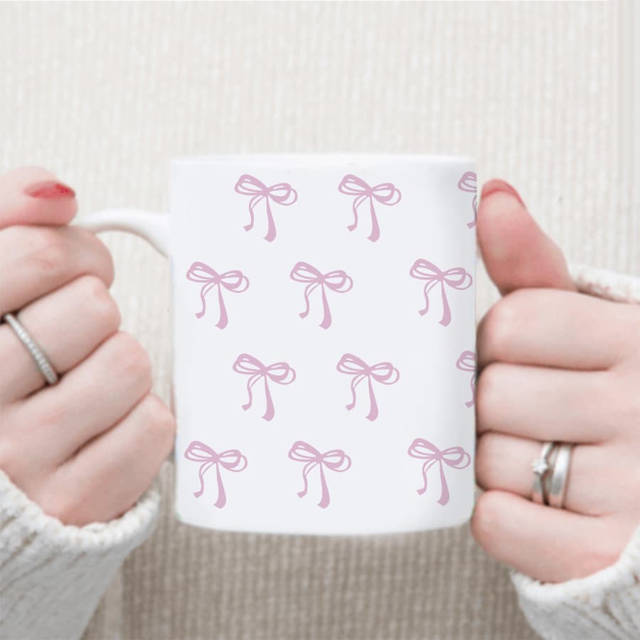 Cross-border new ceramic mug with good looks 11oz creative cartoon pink bow series mug ins style