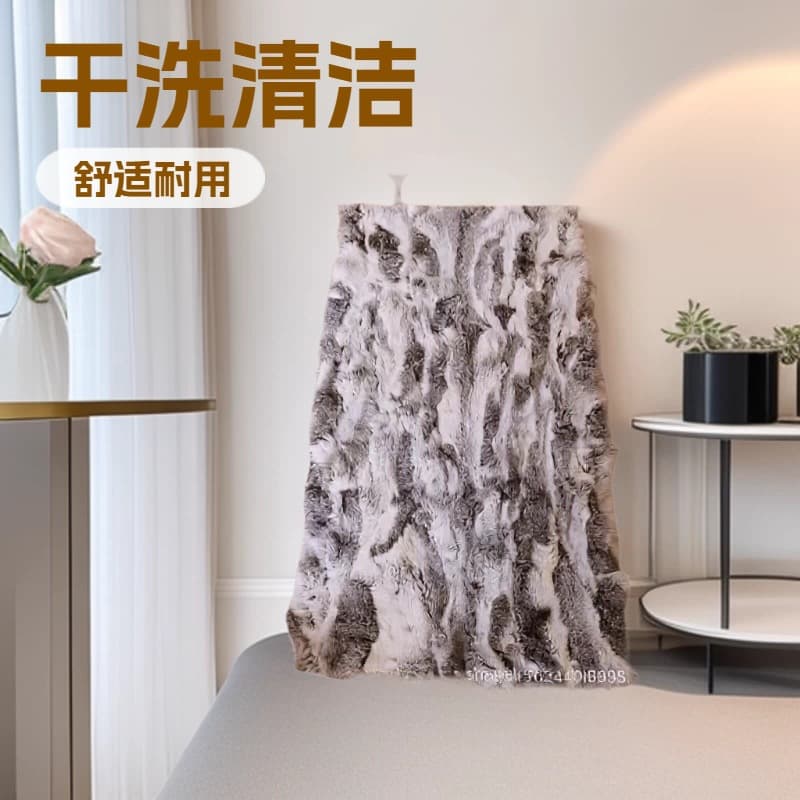 Patchwork Genuine Rabbit Fur Blanket Fabric for Clothing Lining, Photo Props, Counter Display, Bay Window Mat, Genuine Leather Strip