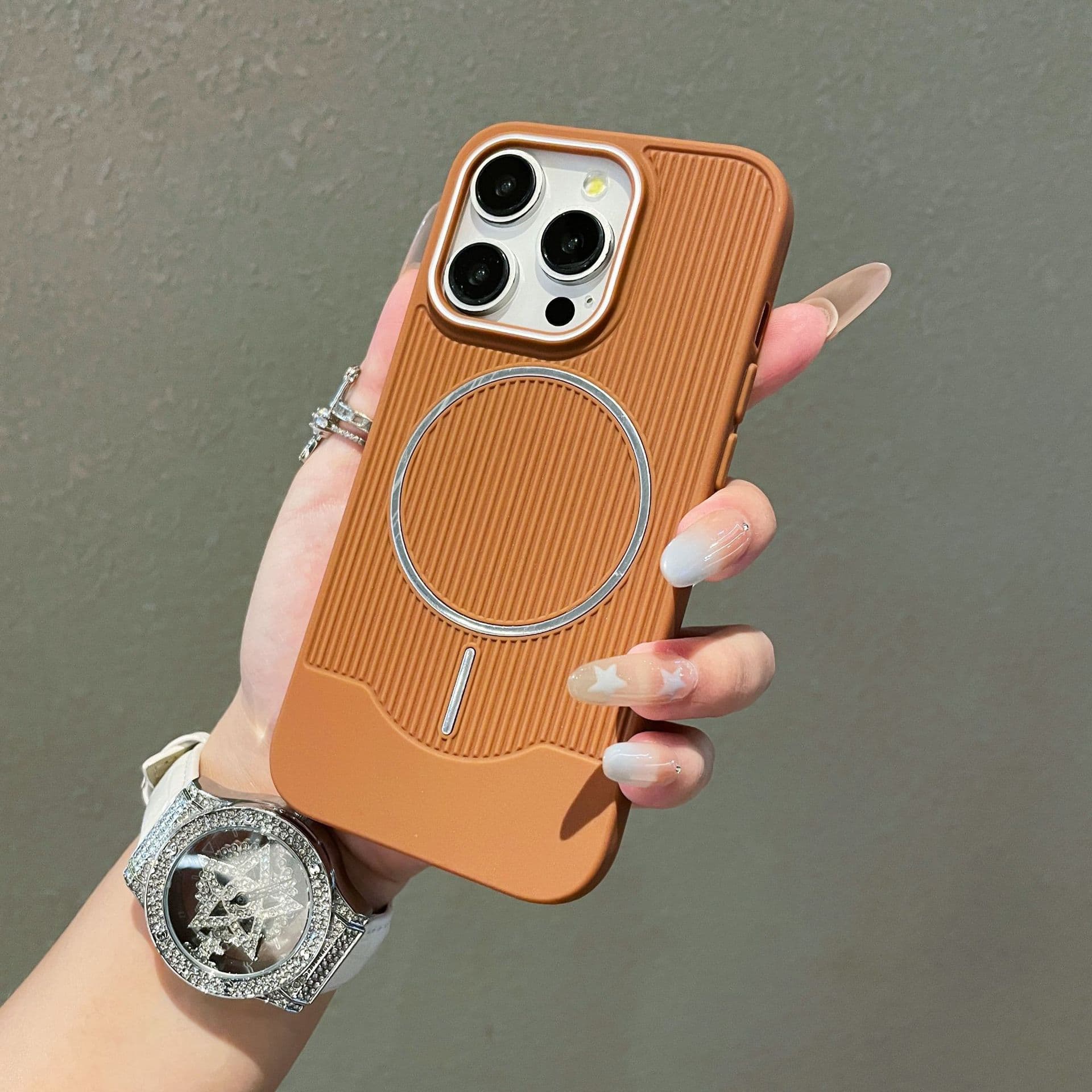 Corrugated Frosted Magnetic Skin-Friendly Case for iPhone 17 Pro, 16 Full Coverage Shockproof, 15 Simple Premium 14 Soft