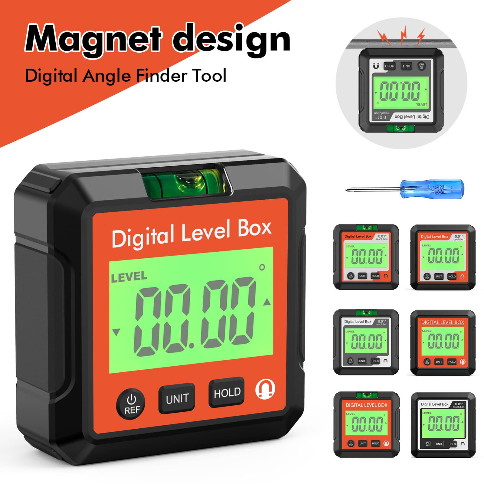 Cross-border digital display electronic protractor inclinometer level meter goniometer mini magnetic slope meter angle measurement