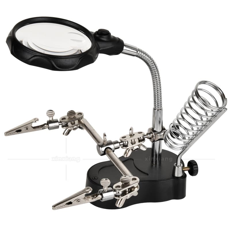 12.5x LED multifunctional desktop with light lighting battery plug-in dual-use auxiliary clip repair 4x magnifying glass