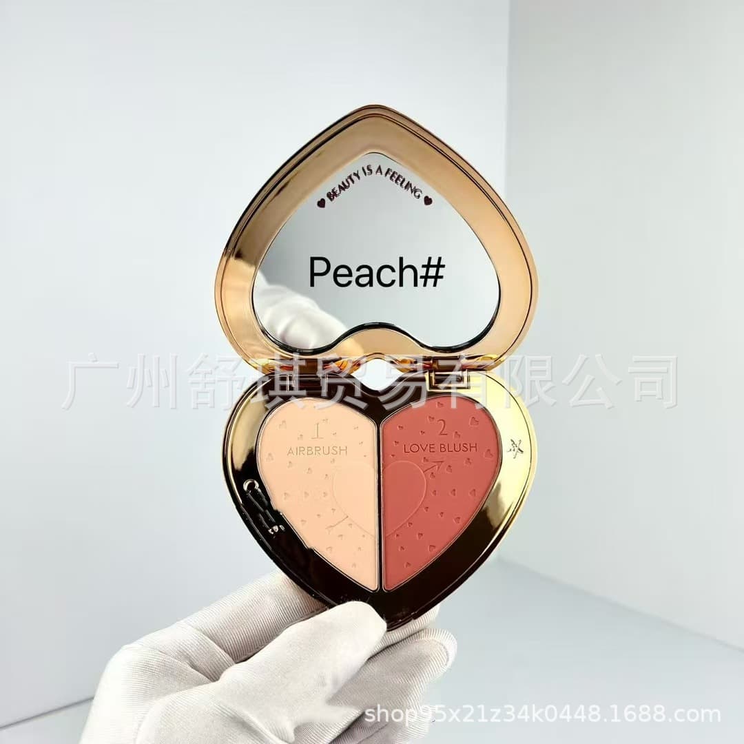 Cross-border In-Stock Recommendation 2025 C-Brand New Product Flawless Glow Heart-Shaped Duo Blush Palette Pink/Peach