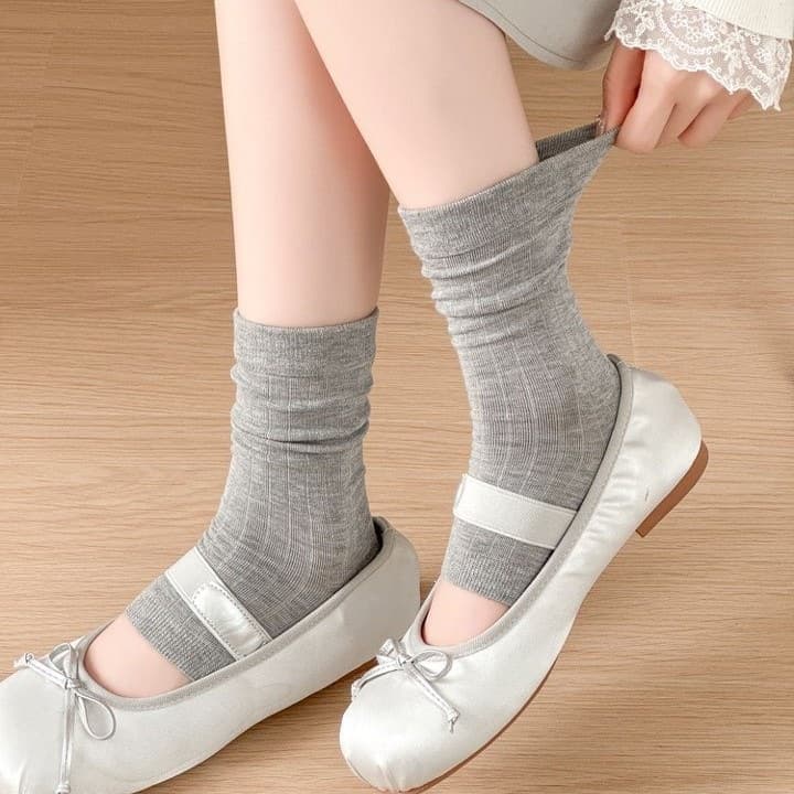 Ballet Style Miu Miu Style Slimming JK Half Sock Sleeve Slip-On Vertical Stripes Simple Open-Toe Match Flip-Flops Stacked Socks