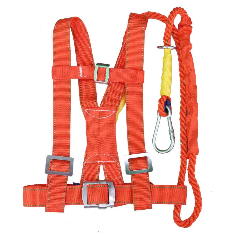 Five-Point Full Body Safety Harness with Dual Large Hooks and Shock Absorber, European Style Fall Protection Harness for High-Altitude Work