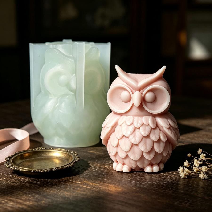 Large Owl Candle Silicone Mold DIY Handmade Animal Scented Candle Plaster Crafts Ornament Mold