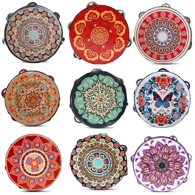 Tambourine: 6-inch, 7-inch, 8-inch professional percussion instrument for children, Xinjiang Uyghur hand drum, tambourine dance grading prop