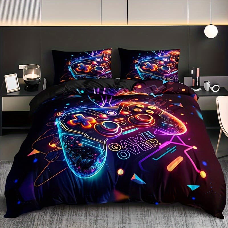 Cross-border game controller three-piece set, duvet cover cartoon digital printing bedding set, foreign trade Amazon wholesale