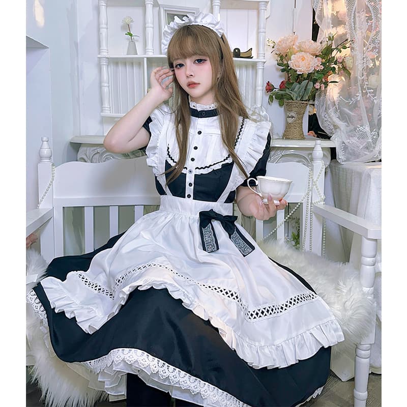 Cross-Border Cutebow Women's Maid Costume English Style Stand Collar Plus Size British Housemaid Cosplay Costume From China