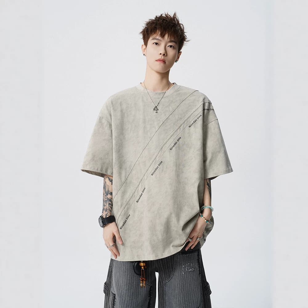 NASA American-style short-sleeve men's summer new tie-dye retro wasteland style t-shirt for men