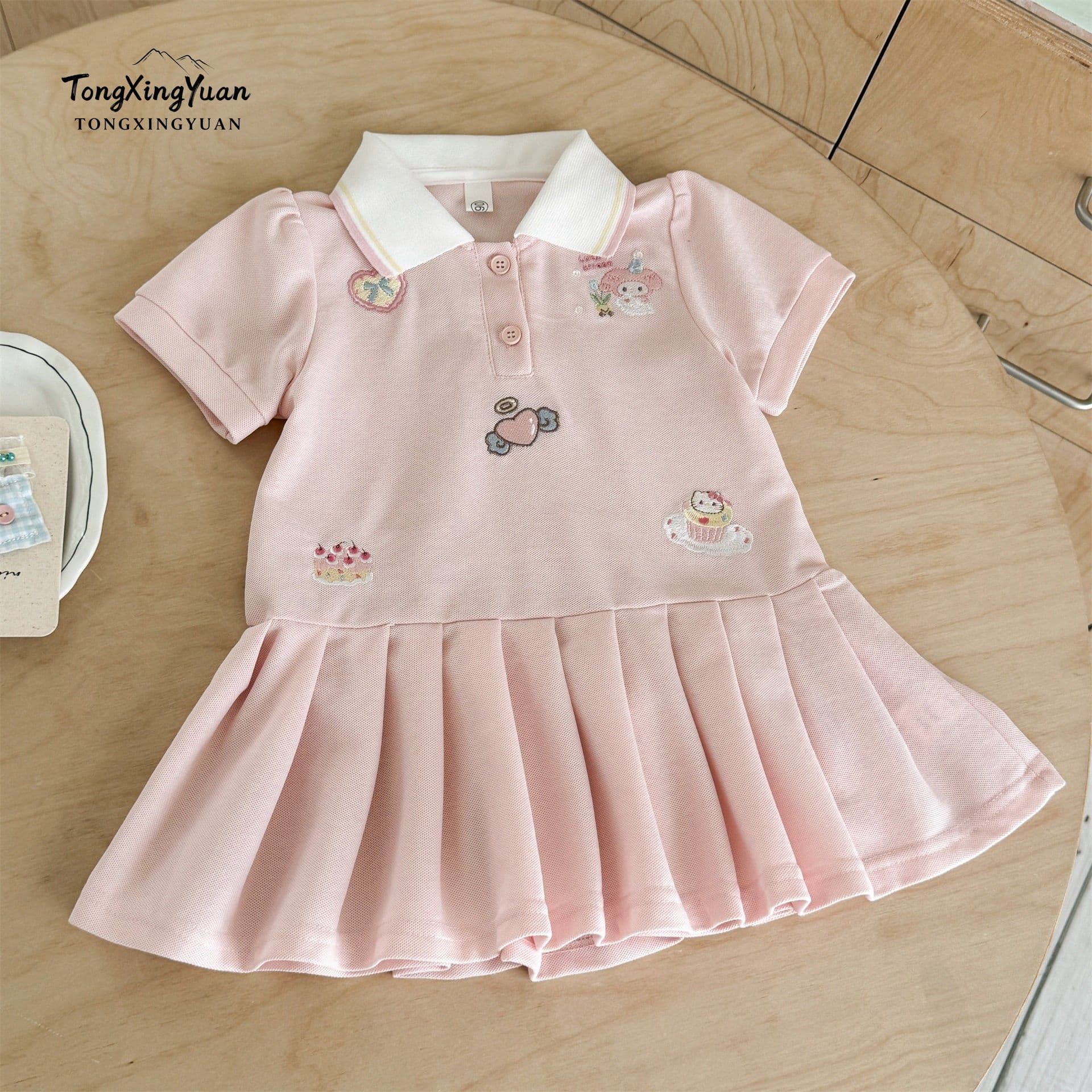 Girls Summer Dress 2026 Fashionable Baby Princess Dress Kids Polo Dress Casual Skirt