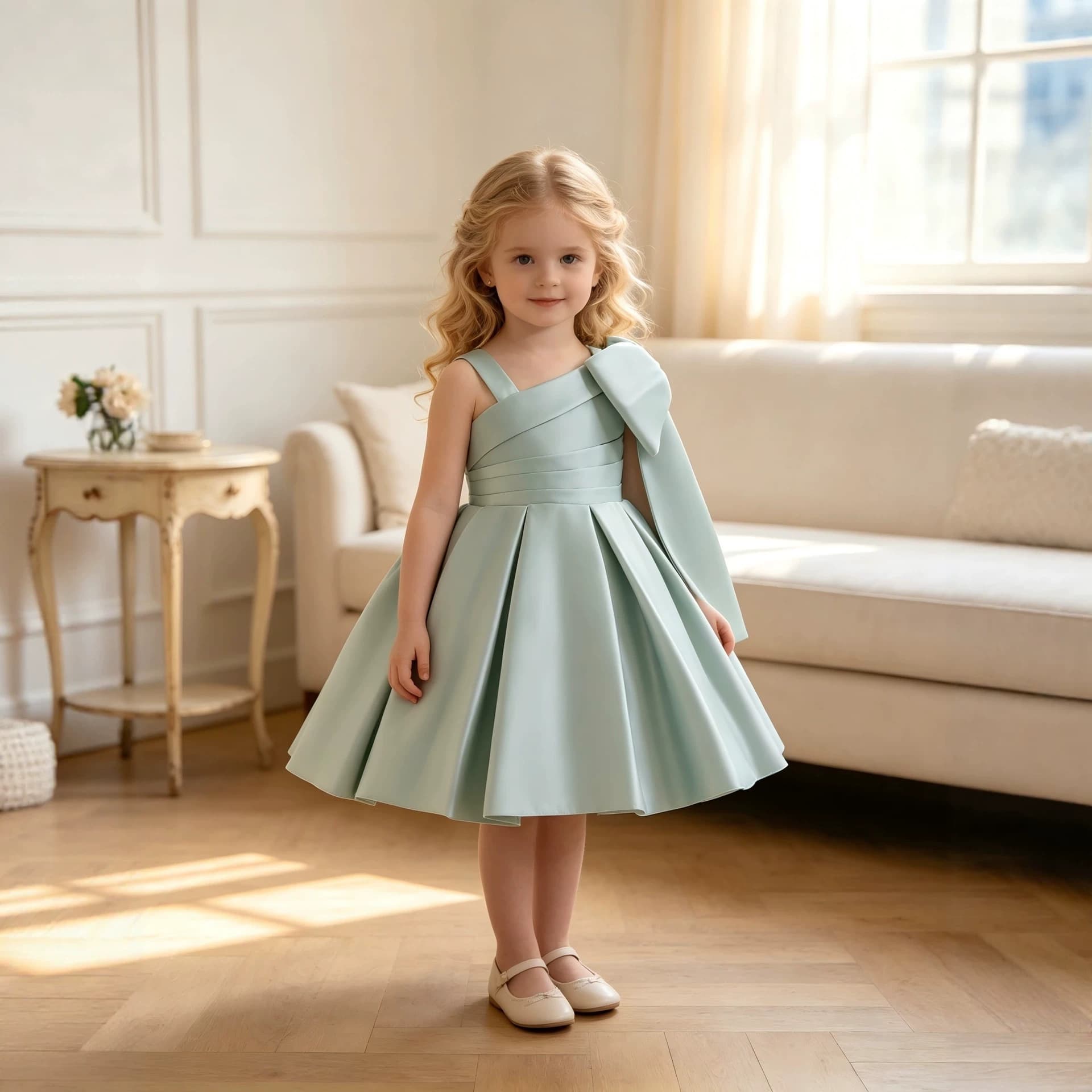 Children's one-year-old dress with bow, princess skirt, girl's flower dress, high-end wrought cloth dress for the beginning of school season